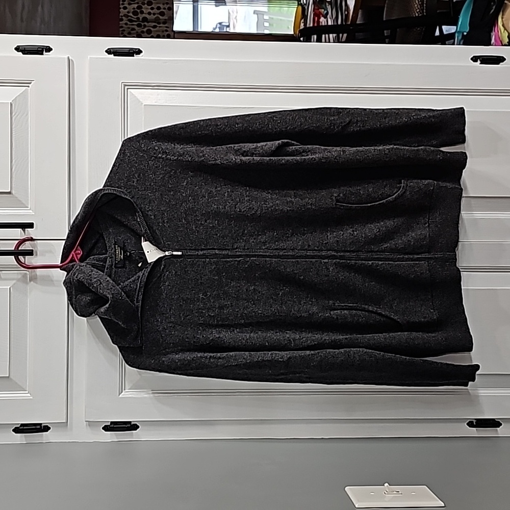 Women's L Zipup Cashmere Sweater with Hood